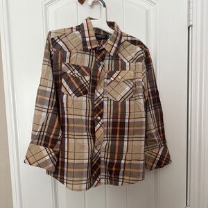 Gioberti Kids Plaid Long Sleeve Button-Up Western Shirt Size 6